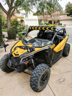 KC HiLiTES Can-Am X3 45in. Pro6 Gravity LED 7-Light 140w Combo Beam Overhead Light Bar System on yellow UTV