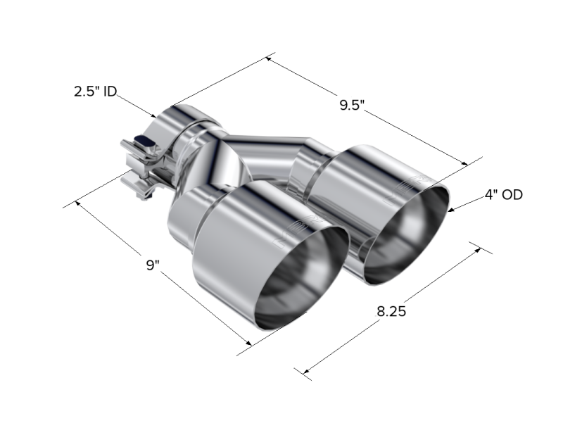 MBRP Universal T304 SS Dual Tip 4in OD/2.5in Inlet Secondary image
