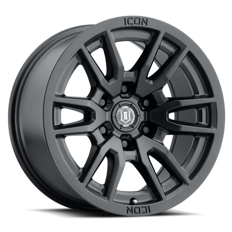 ICON Vector 6 17x8.5 6x5.5 0mm Offset 4.75in BS 106.1mm Bore Satin Black Wheel for offroad performance upgrades