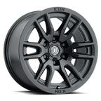 ICON Vector 6 17x8.5 6x5.5 25mm Offset 5.75in BS 95.1mm Bore Satin Black Wheel for off-road trucks and SUVs.