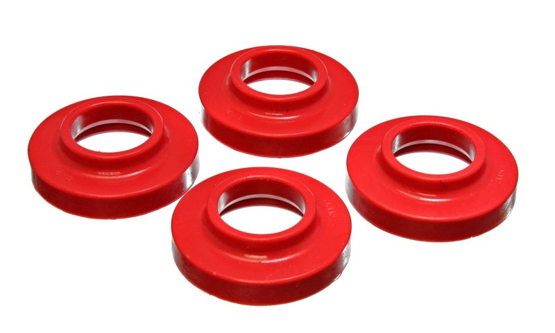 Energy Suspension 97-06 Jeep Wrangler TJ / 84-01 Cherokee Red Front or Rear Coil Lift Isolator Set Secondary image