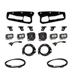 Baja Designs 2021+ Ford Bronco Clear SAE Fog Pocket Kit w/Upfitter with mounting brackets and wiring.