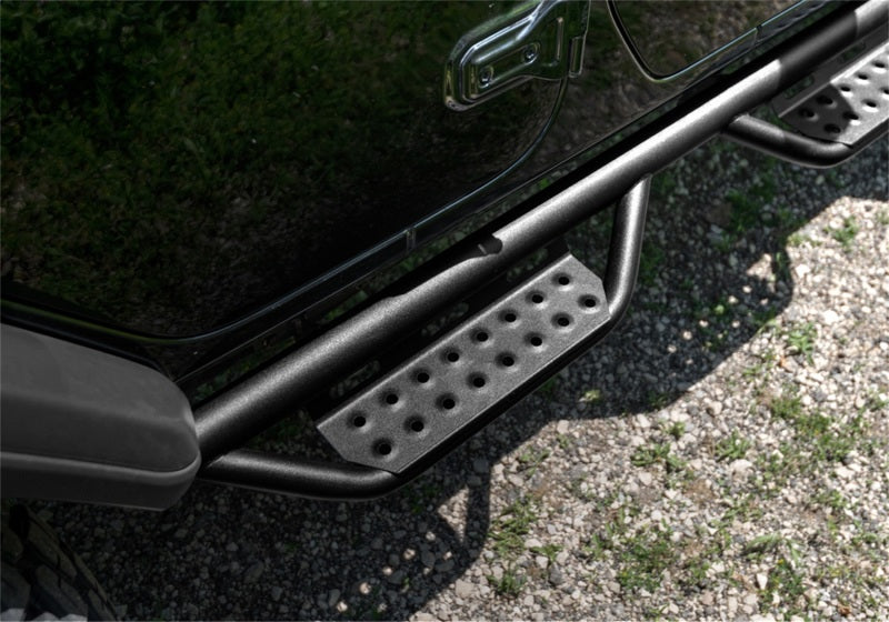 N-Fab RS Nerf Step 07-18 Jeep Wrangler JK 4DR - Full Length - Tex. Black on truck exterior