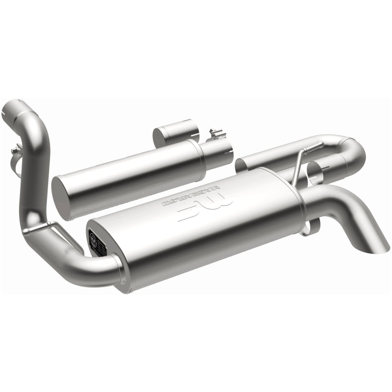 MagnaFlow 18-23 Jeep Wrangler JL 2.0L/3.6L Overland Series Axle-Back Exhaust for offroad performance upgrades.