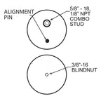 Firestone Ride-Rite Replacement Bellow 268C 5/8CF 1/2PIN BN (W217606766) alignment pin and blindnut diagram.