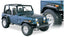 Bushwacker 87-95 Jeep Wrangler Cutout Style Flares 4pc Cutting Optional Not Renegade - Black on a blue Jeep.