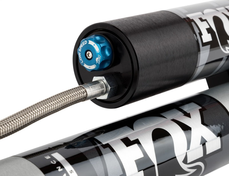 Fox 2017+ Ford Super Duty 2.0 Perf Series 12.1in. Smooth Body IFP Rear Shock close-up view with CD adjustment.
