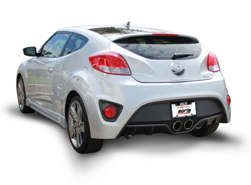 Borla 13-15 Hyundai Veloster Turbo 1.6L AT/MT FWD 2dr Dual Center Rear Exit Cat-Back Exhaust view from rear