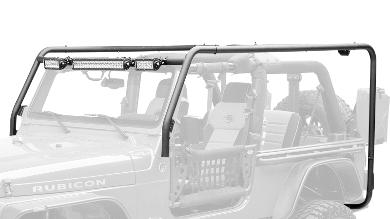 Body Armor 4x4 07-18 Jeep Wrangler JK 2/4dr Roof Rack Front/Rear Frame Kit with offroad lighting and accessories.
