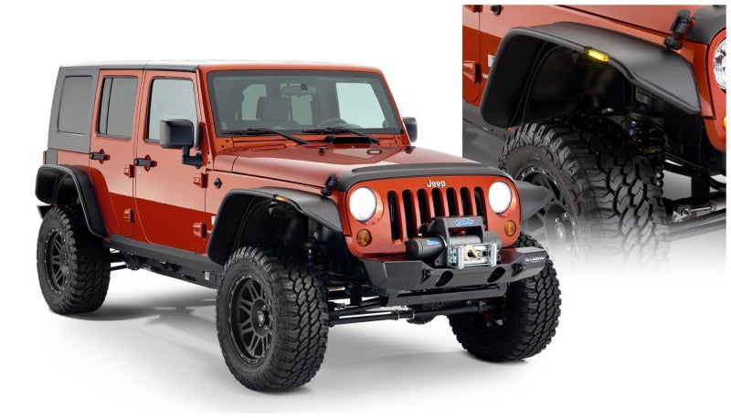 Bushwacker 07-18 Jeep Wrangler Unlimited Flat Style Flares 4pc 4-Door Sport Utility Only - Black Secondary image