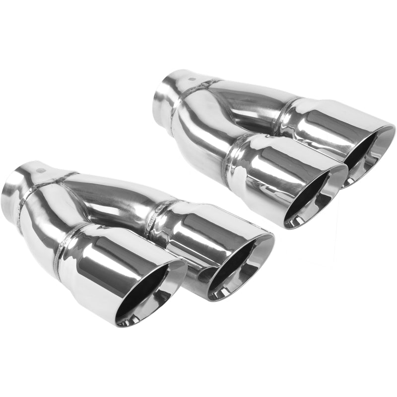 MagnaFlow Tip Stainless Double Wall Round Dual Outlet Polish 3in DIA 2.25in Inlet 9.75in Len (qty 2) Secondary image