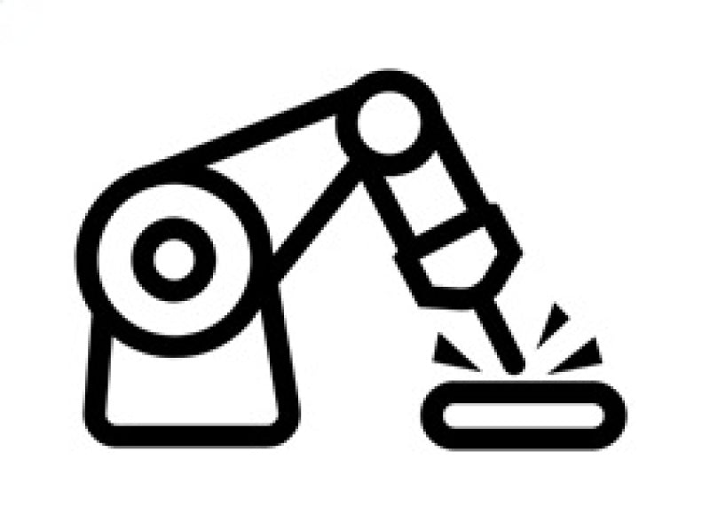 robotic arm welding icon for manufacturing processes