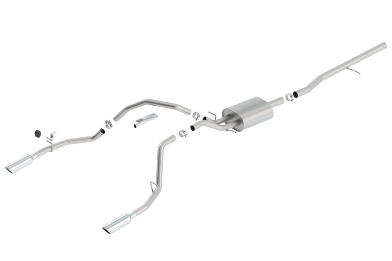 Borla 14 Silv/Sierra 1500 C/B S-Type Exhaust/2.75in Into Dual 2.25in Out 4in Tip Split Rear Exit Secondary image