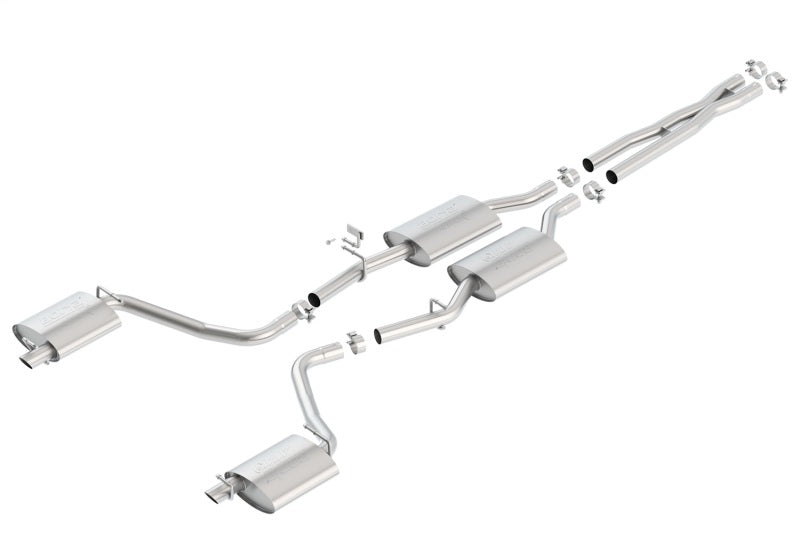 Borla 15-16 Dodge Charger 3.6L V6 ATAK Cat Back Exhaust (Uses Factory Valence) components layout.