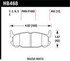 Hawk 03-05 Miata w/ Sport Suspension HPS Street Rear Brake Pads (D1002) dimensions diagram