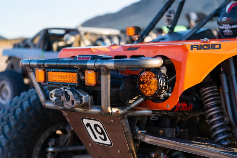 Rigid Industries 360-Series 6in SAE Fog w/ Amber PRO Lens - White (Pair) on offroad vehicle, perfect for offroad lighting.
