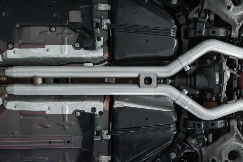 MBRP 18-22 Ford Mustang GT 5L T304 SS 3in Cat-Back Dual Rear w/4in Quad Carbon Fiber Tips (Street) Secondary image