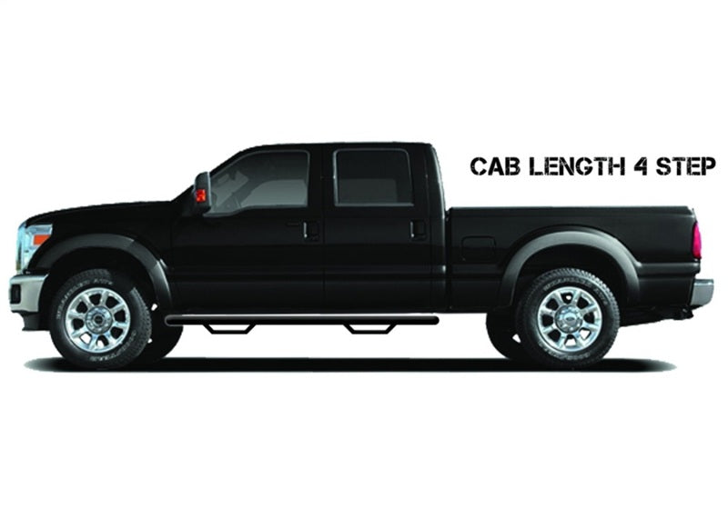 N-Fab RS Nerf Step 19-21 Dodge Ram 2500/3500 - Crew Cab - Tex. Black on black truck with cab length 4 step.