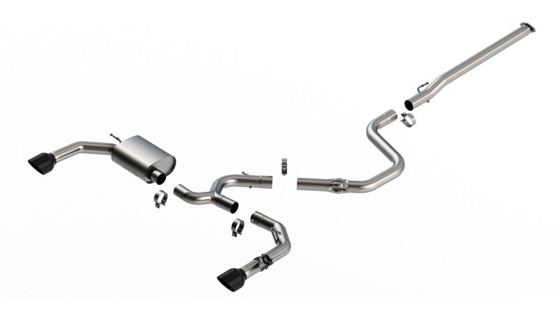 Borla 22-23 Hyundai Elantra N 2.0L 4 CYL. Turbo AT/MT ATAK Catback Exhaust Black Chrome components and design.