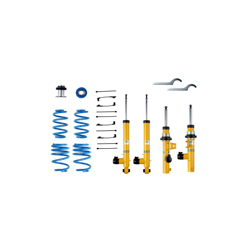 Bilstein B16 (DampTronic) 2021-2015 Volkswagen GTI/2019-2015 Golf R Front and Rear Suspension Kit components.