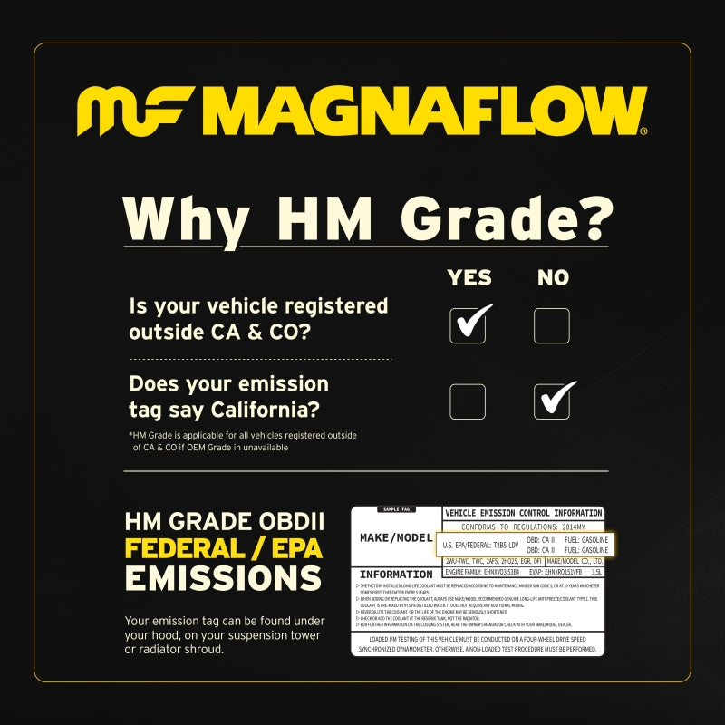 MagnaFlow Conv Direct Fit Catalytic Converter 2007-2015 Nissan Altima L4 2.5L Gas and Diesel HM Grade EPA compliance information.