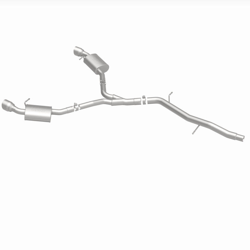 MagnaFlow 18-19 Audi A5 Dual Exit Polished Stainless CatBack Exhaust - 3in Main Piping Diameter showcasing polished stainless steel design.