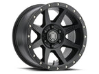 ICON Rebound 17x8.5 6x5.5 0mm Offset 4.75in BS 106.1mm Bore Satin Black Wheel for offroad performance upgrades