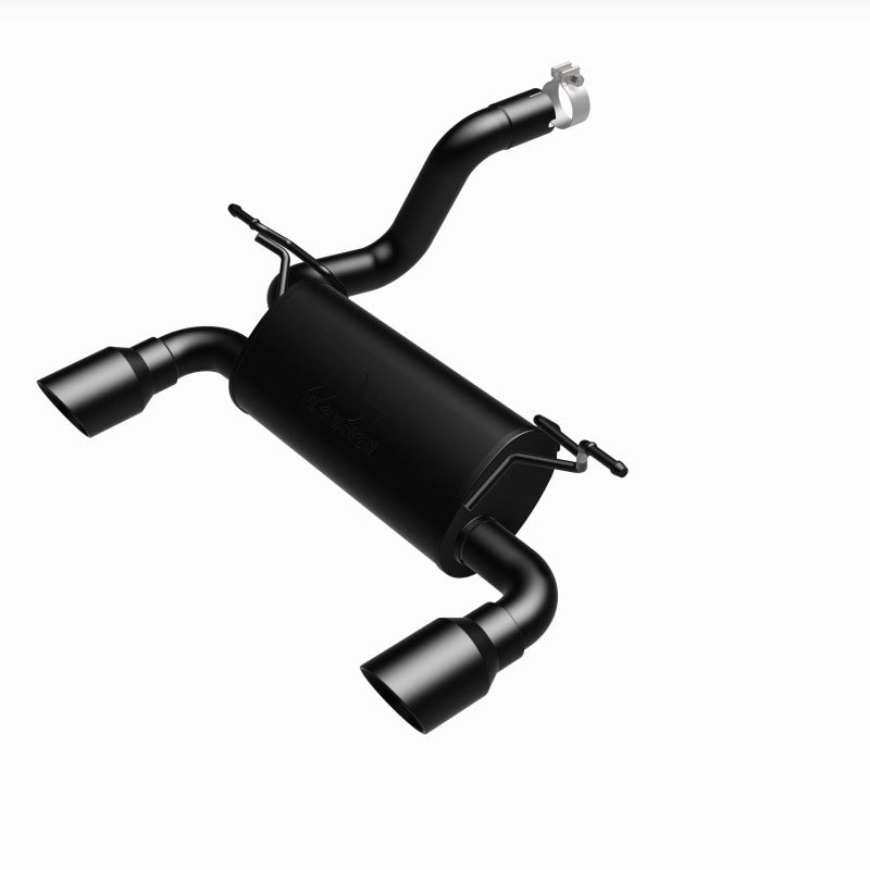 MagnaFlow 2018+ Jeep Wrangler 3.6L Dual Black Tip Axle-Back Exhaust with black coated tips.