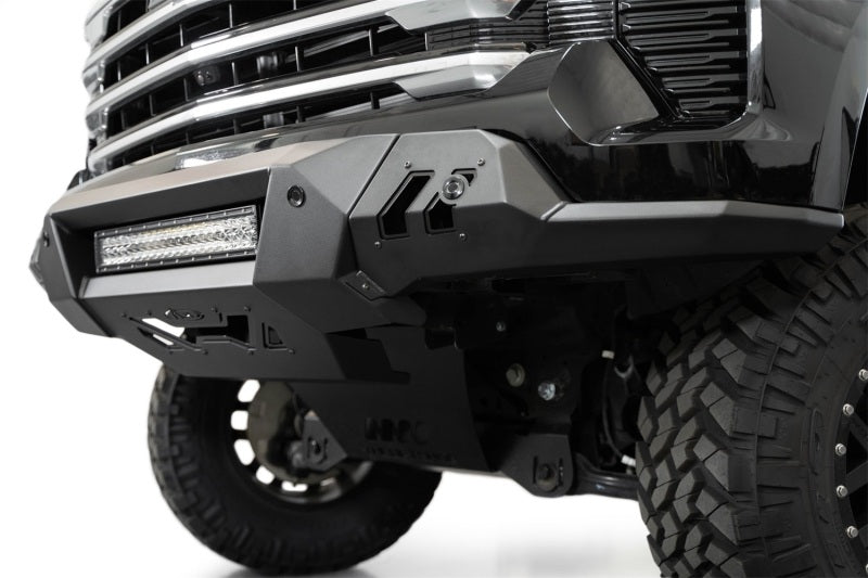 Addictive Desert Designs2022+ Chevrolet Silverado 1500 Black Label Front Bumper with LED light.