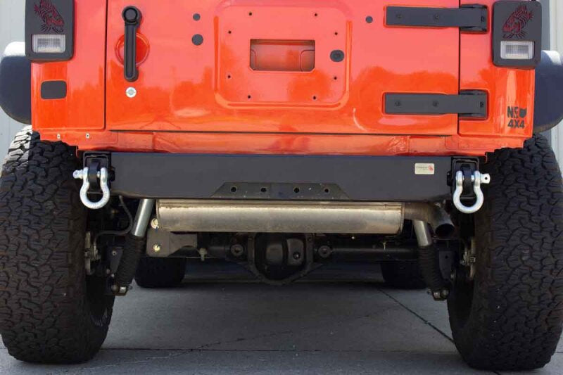 Fishbone Offroad 07-18 JK Wrangler Rubicon and Unlimited Jeep JK Rear D-Ring Frame Mounts on an orange Jeep