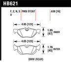 Hawk 2011-2011 BMW 125i HPS 5.0 Rear Brake Pads specifications diagram