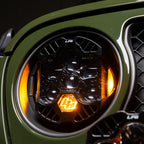 Baja Designs 18-25 Jeep Wrangler JL / 20-25 Gladiator JT DOT LP6 LED Headlight Kit - Amber close-up view of amber LED light