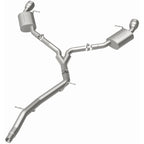 MagnaFlow 18-19 Audi A5 Dual Exit Polished Stainless CatBack Exhaust - 3in Main Piping Diameter view from above