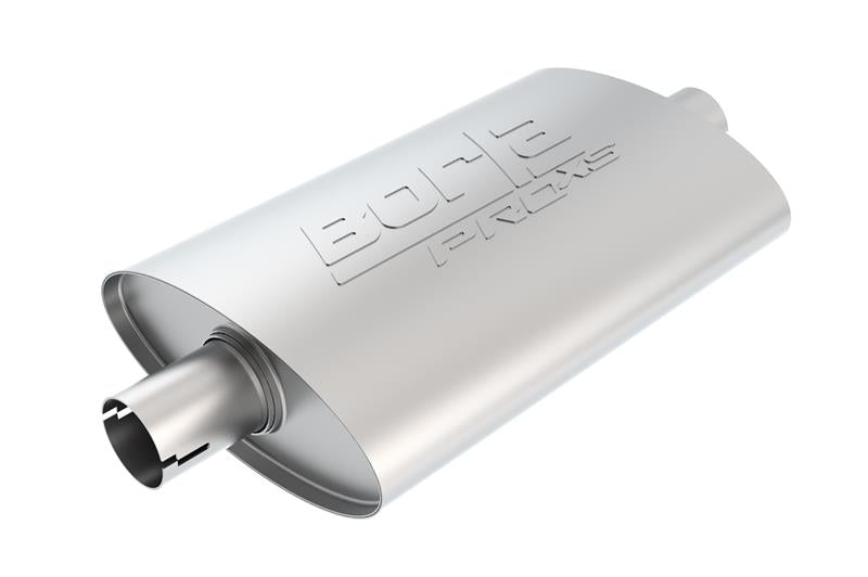 Borla Universal Pro-XS Oval 2.5in Inlet/Outlet Center/Center Notched Muffler for performance offroad parts.