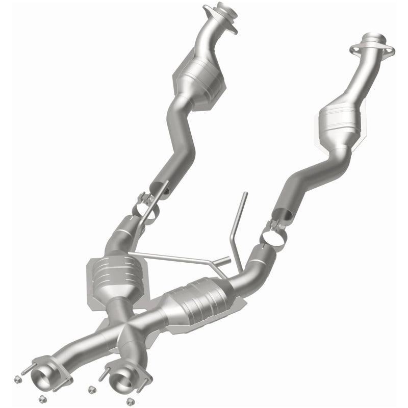 MagnaFlow Conv DF 86-93 Ford Mustang 5.0L CA catalytic converter for offroad performance upgrades.