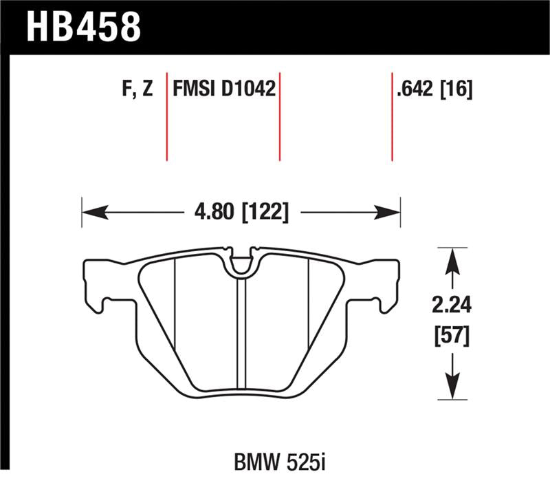 Hawk 07-08 BMW X5 3.0si / 09-13 X5 Xdrive / 10-13 X6 Xdrive Perf Ceramic Rear Street Brake Pads specifications