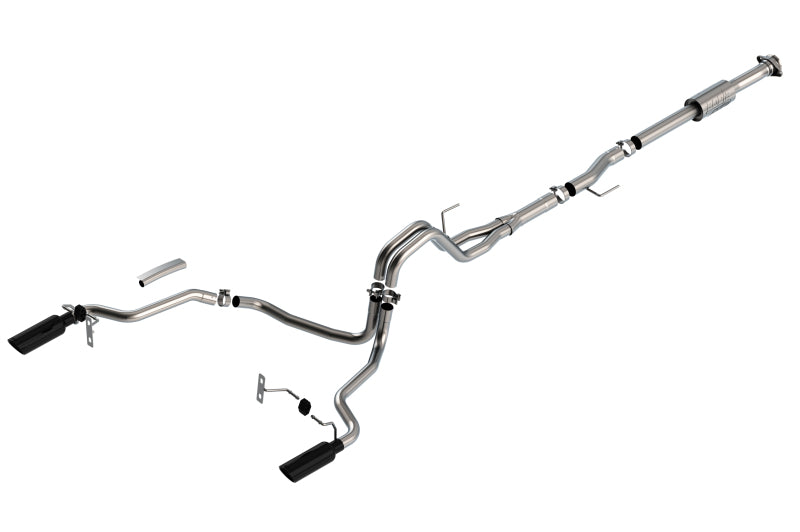 Borla F-150 2021 2.7L/3.5L 4dr CC SB EC STB Lari/King R/Plinum/LTD 3/2.25 SRE CB AK BLK CHR Tips exhaust system.