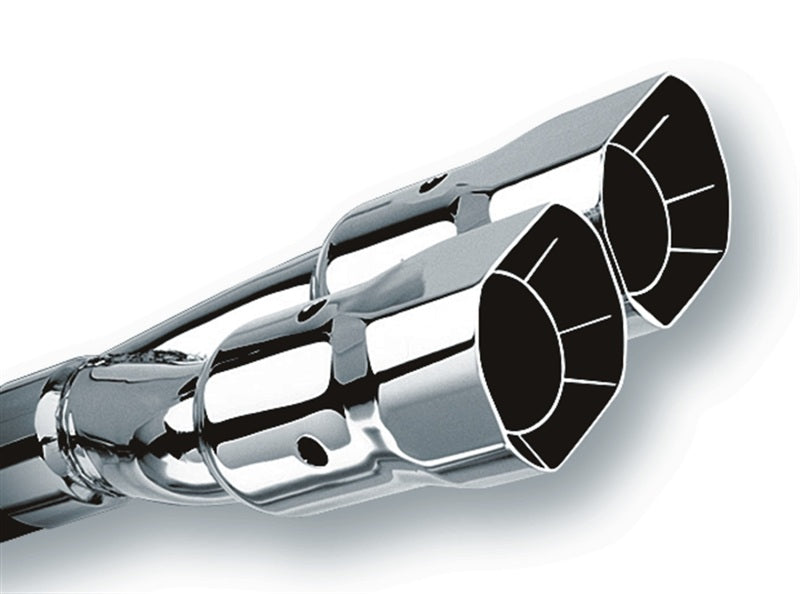 Borla Universal Polished Tip Dual Square Angle-Cut Intercooled exhaust tip for offroad performance upgrades.