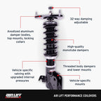 Air Lift Performance 15-21 Subaru WRX / STI Coilover Kit features 32-way damping adjustable with high-quality dampers.