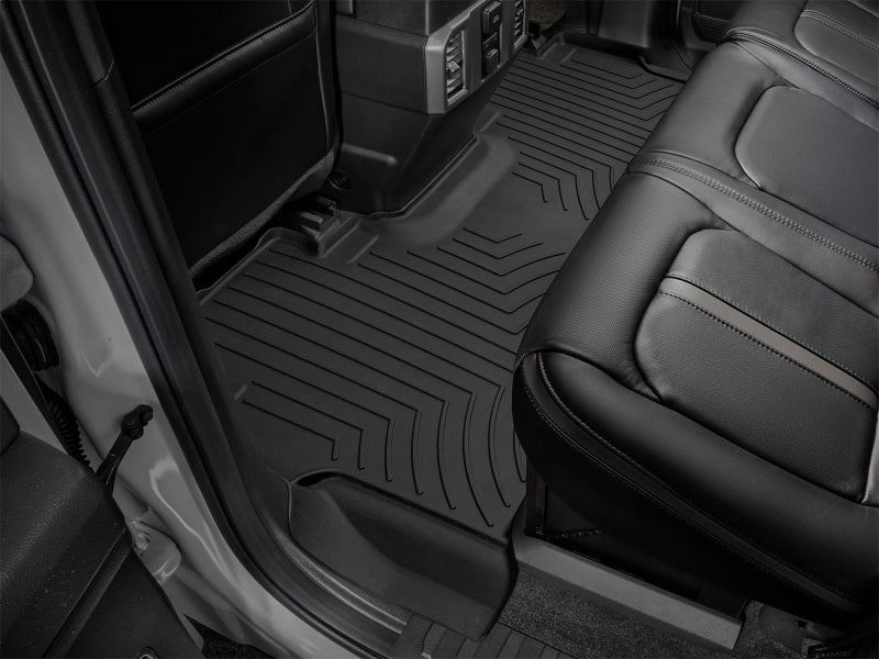 WeatherTech 2017+ Ford F-250/F-350/F-450/F-550 Crew Cab Rear FloorLiner HP - Black interior view