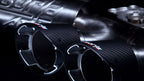 Borla 2020 Chevrolet Corvette C8 6.2L ATAK 3in Exhaust System Dual Round Angle Cut Carbon Fiber Tips detail shot