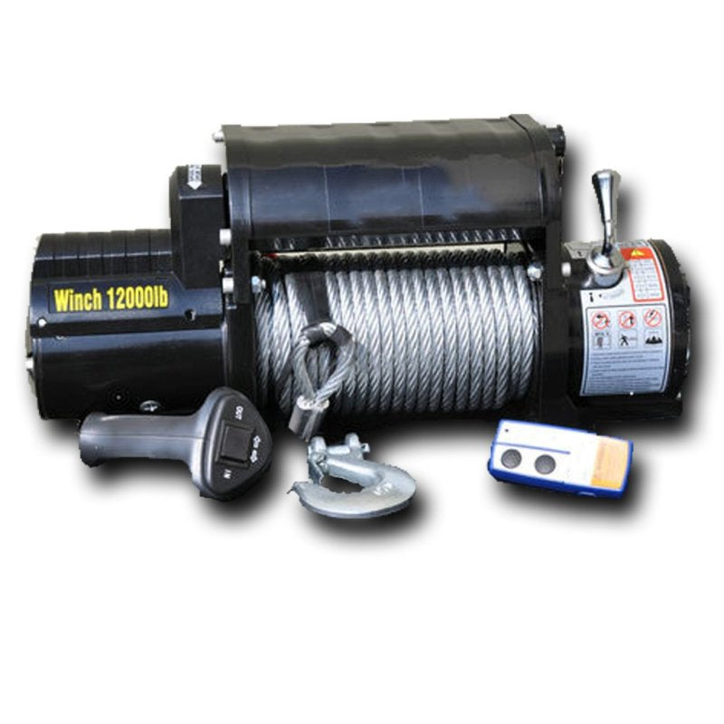 DV8 Offroad 12000 LB Winch w/ Steel Cable & Wireless Remote - Black Secondary image