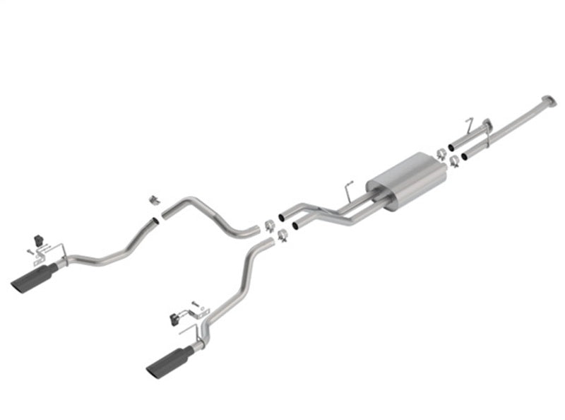 Borla 14-18 Toyota Tundra 4.6L/5.7L V8 AT 2&4WD Crew Max Cat-Back Touring Exhaust - Black Chrome Tip Main image