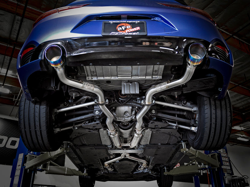 aFe POWER Takeda 2.5in 304 SS CB Exhaust w/ Blue Flame Tips 17-19 Infiniti Q60 V6-3.0L (tt) Secondary image