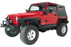 Fishbone Offroad 97-06 Jeep Wrangler TJ Steel Rock Slider - Black Textured Powdercoat on lifted red Jeep with offroad tires