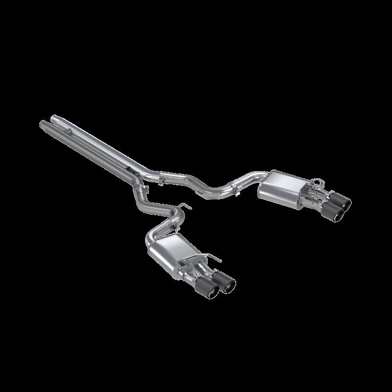 MBRP 18-20 Ford Mustang GT 5.0 w/ Quad Tip Active Exhaust Cat Back Split Rear T304 w/ Carb Fib Tips Secondary image