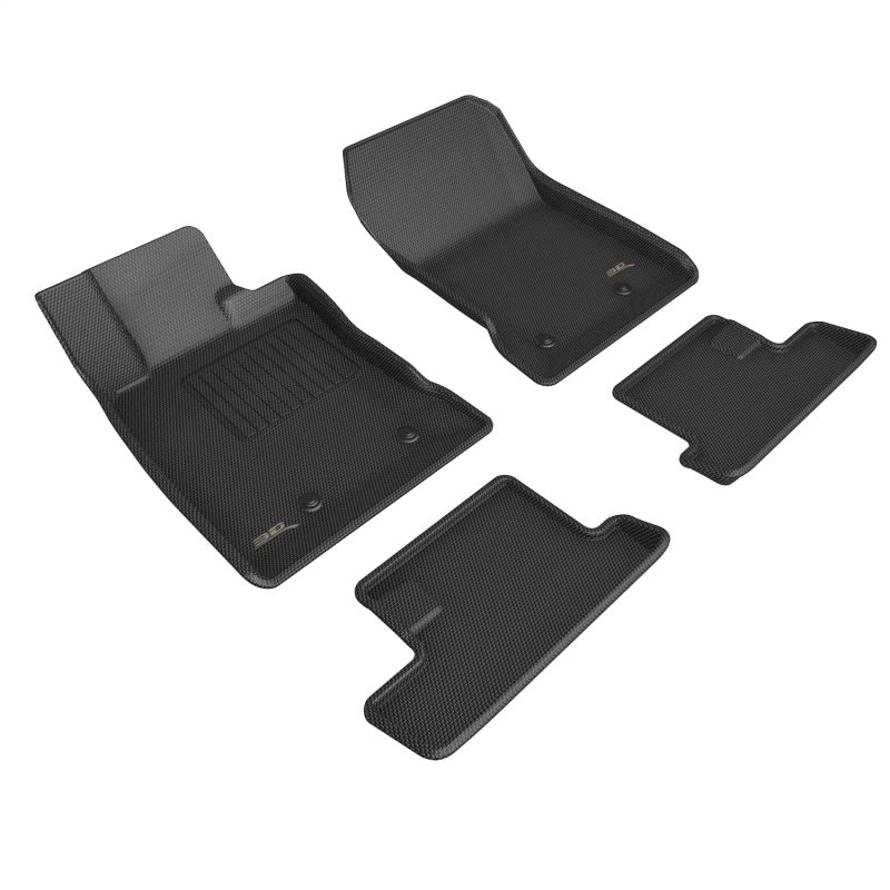 3D MAXpider 2022 Toyota GR86 Kagu 1st & 2nd Row Floor Mats - Black in a stylish design for vehicle protection