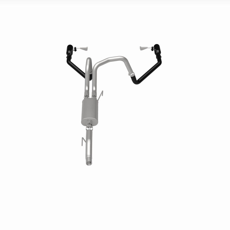 Magnaflow 21 Ford F-150 Street Series Cat-Back Performance Exhaust System- Dual-Split Rear Exit on display.
