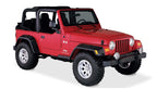 Bushwacker 97-06 Jeep TJ Max Pocket Style Flares 4pc - Black on a red Jeep Wrangler