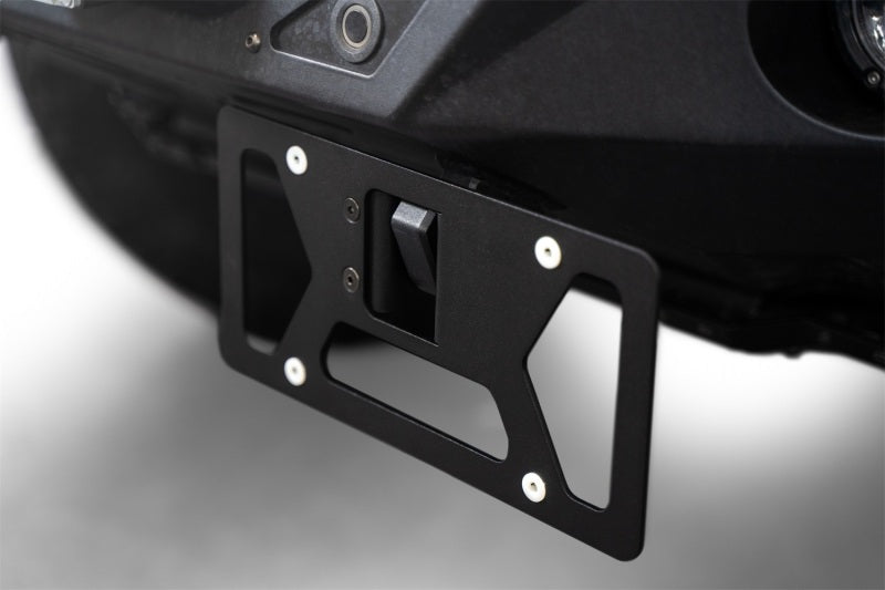 Addictive Desert Designs Clevis Mounted Front License Plate Bracket for off road parts and Jeep Wrangler accessories.